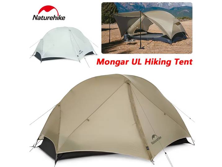 Naturehike New Mongar UL Camping Tent 1-2 People 15D Nylon 3 Season Tent Waterproof Ultralight Portable Outdoor Tent With Mat