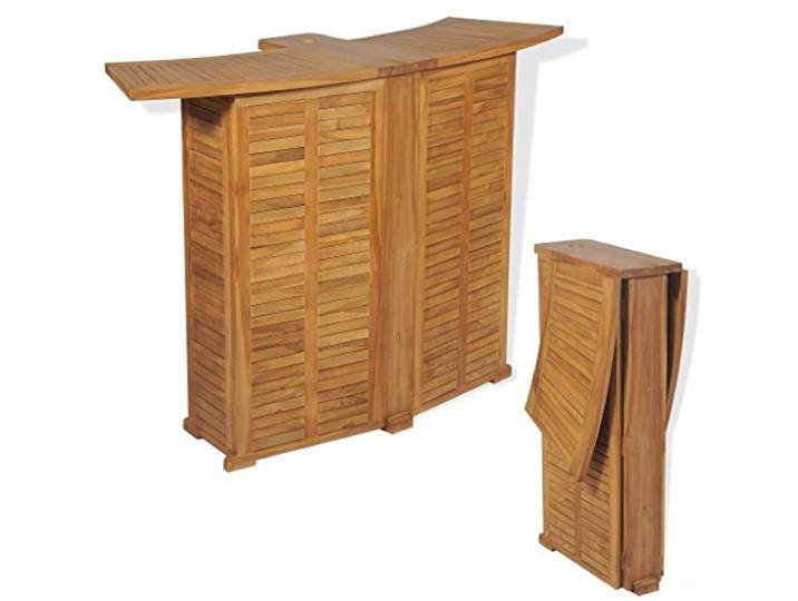 Sufrk Klappbarer Bartisch 155x53x105 cm Teak Massiv Mobile KüChe Hausbar Theke
