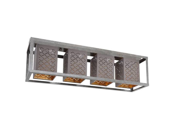 Globo Deckenleuchte Thomas, Goldfarben, Silberfarben, Grau, Metall, rechteckig, 20x22.5x75 cm, CE, Lampen & Leuchten, Innenbeleuchtung, Deckenleuchten, Deckenleuchten