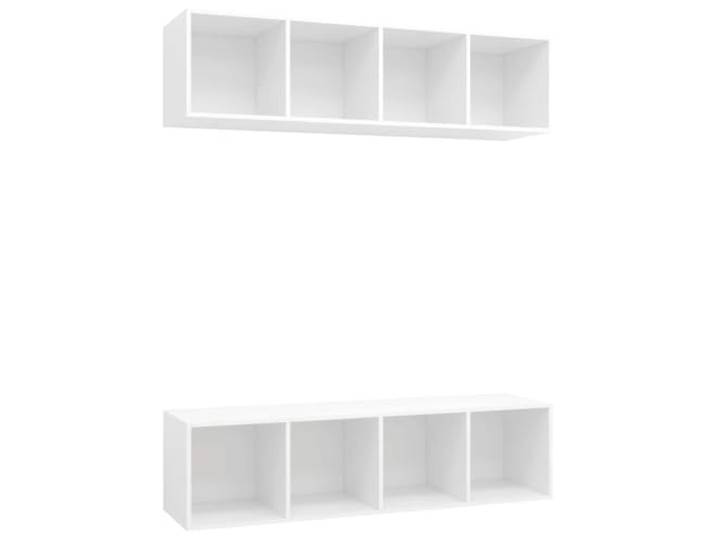 GKHPYURE TV-Schrank zur Wandmontage, 2 Stück, weiß, aus Spanplatte 4 Fächer für jedes Möbelstück, zum Aufhängen vertikal oder horizontal, leicht zu reinigen
