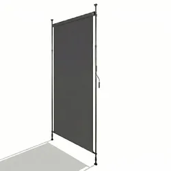 MODFU Vertikale Balkonmarkise Polyester dunkelgrau, höhenverstellbar 220-310 cm, mit Handkurbel, ohne Bohren