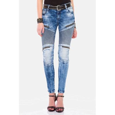 Slim-fit-Jeans CIPO & BAXX "Jeans", Damen, Gr. 29, Länge 34, blau, 98% Baumwolle, 2% Elasthan, unifarben, Basic, slim fit lang, Jeans Slim-fit-Jeans, in Slim-Fit, WD365