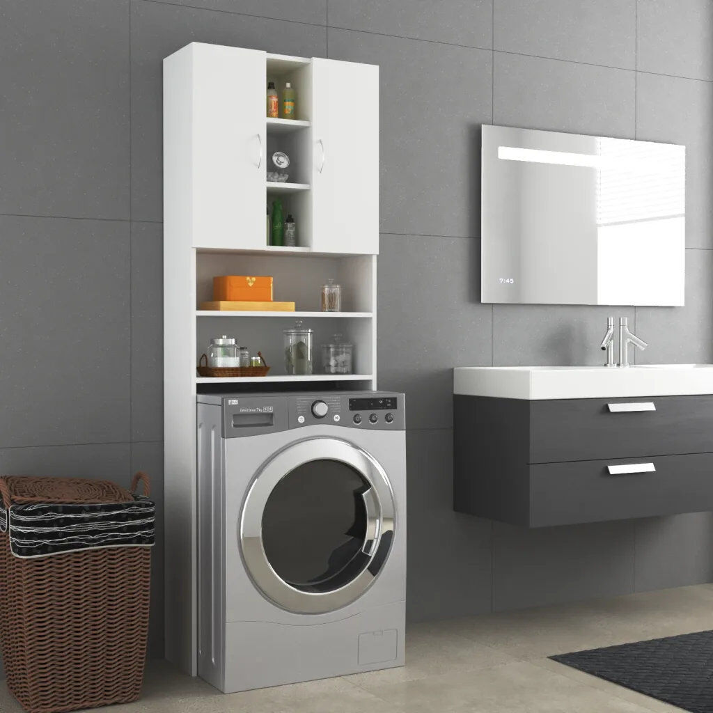 Ebern Designs Awaah Solid Wood Linen Cabinet White