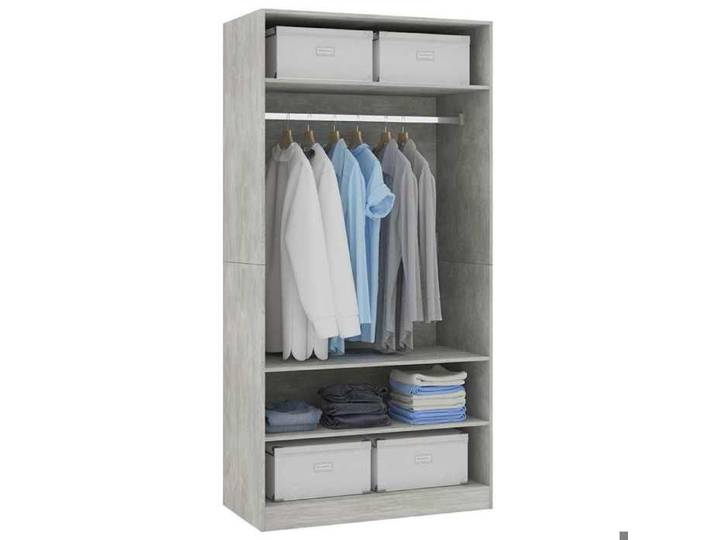 Moderne Garde-robe BURKE Armoire de chambre avec rangement Gris cement 100x50x200 cm Aggloméré AA2078