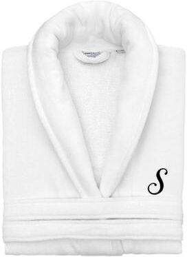 Authentic Hotel and Spa 100% Turkish Cotton Personalized Unisex Anovia Velour Bathrobe - Black Script Font