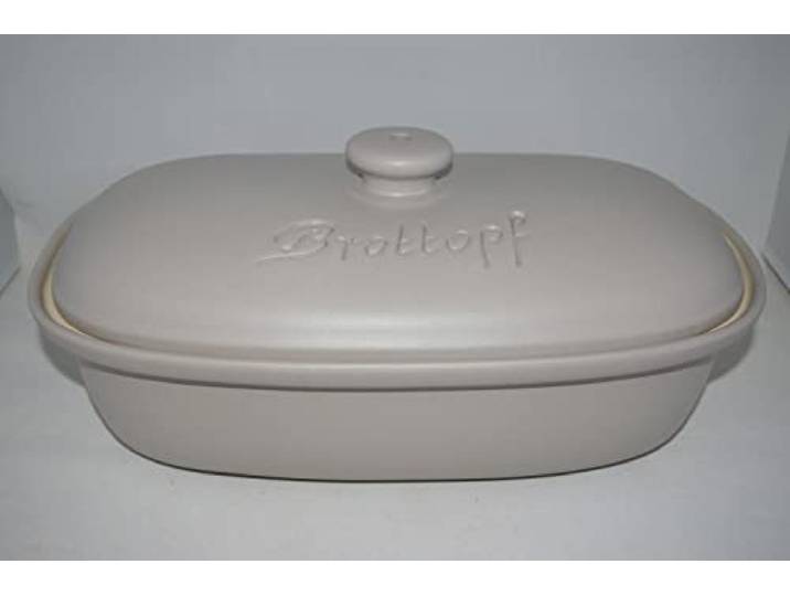 Töpferei Seifert Brottopf Persa grau Gross 40 cm Brotkasten Brotbox Brotdose Brotbehälter Steinzeug LxB 41x25