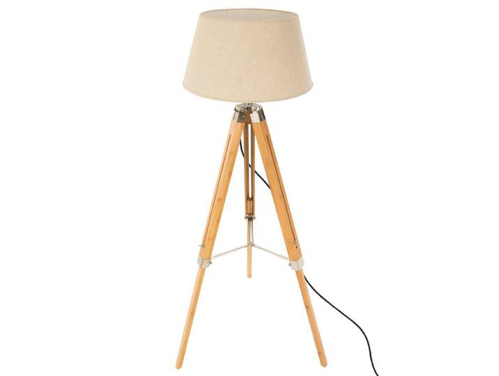 Atmosphera - Lampadaire Trépied En Bambou Et Abat-jour Ivoire H 145 Cm