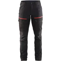 Damen Service Arbeitshose "7166" - D20 - schwarz/rot