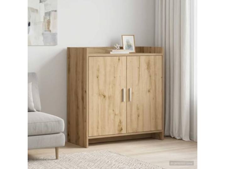 RJPLMFV Anrichte Eiche 72 x 36 x 80 cm Holz Aufbewahrung für Wohnzimmer, Esszimmer, Flur, Metallgriffe, Pflegeleicht
