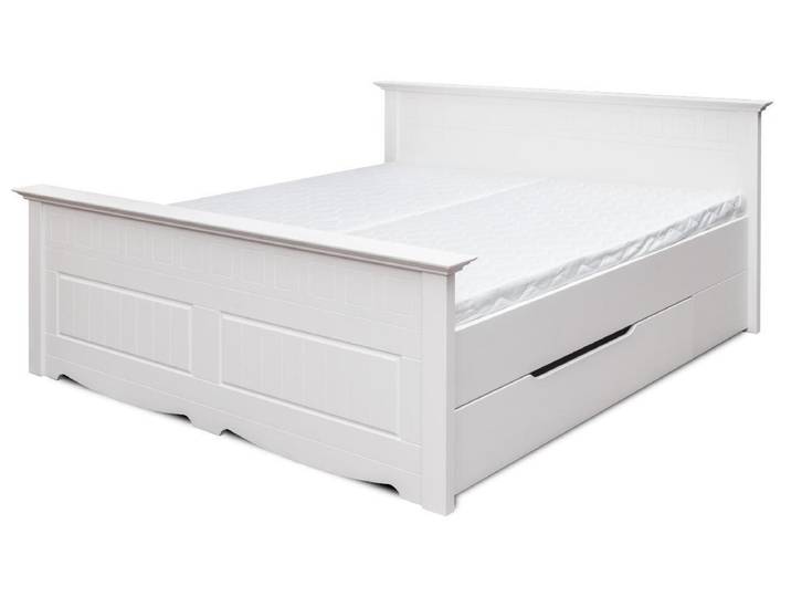 Xlmoebel Holzbett Weißes Holzbett im Landhausstil mit elegantem Design (Bett), Hergestellt in Europa