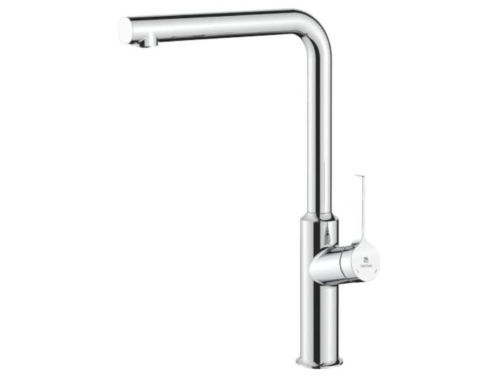 Bächlein Design-Küchenarmatur Arvo Chrom Spültisch-Armatur für die Küche - Einhand-Küchen-Wasserhahn mit hohem, geradlinigen Auslauf und 360°-Schwenkfunktion