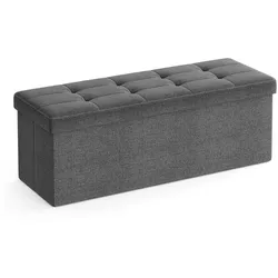 Songmics Klappbare Sitzbank mit Stauraum Stepp-Optik 131 L grau, 111x38 cm
