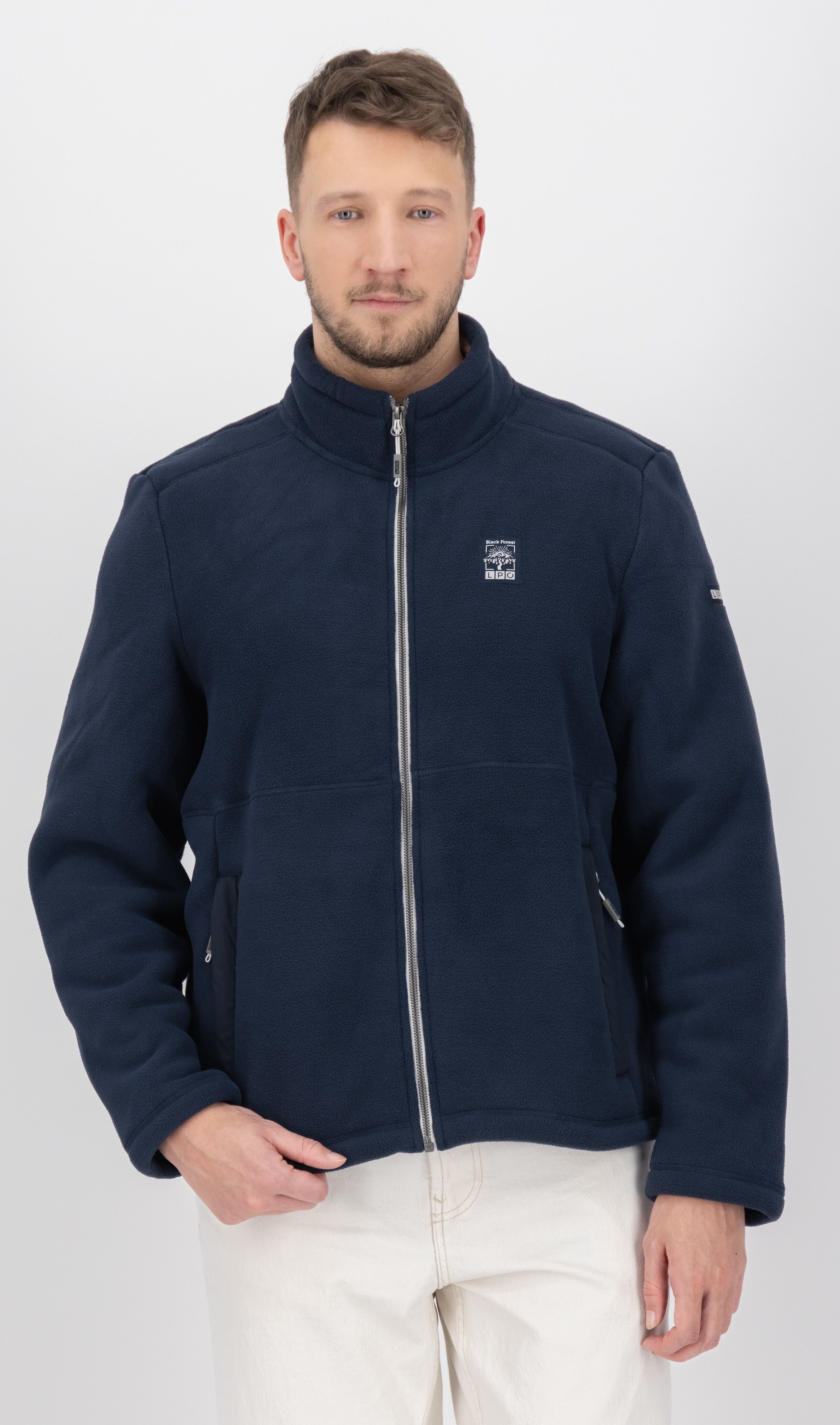 Fleecejacke LPO "Fleecejacke Reece", Herren, Gr. S, blau (navy), Fleece, 100% Polyester, regular fit hüftbedeckend, Jacken Fleecejacke, mit Langhaarfleece navy S