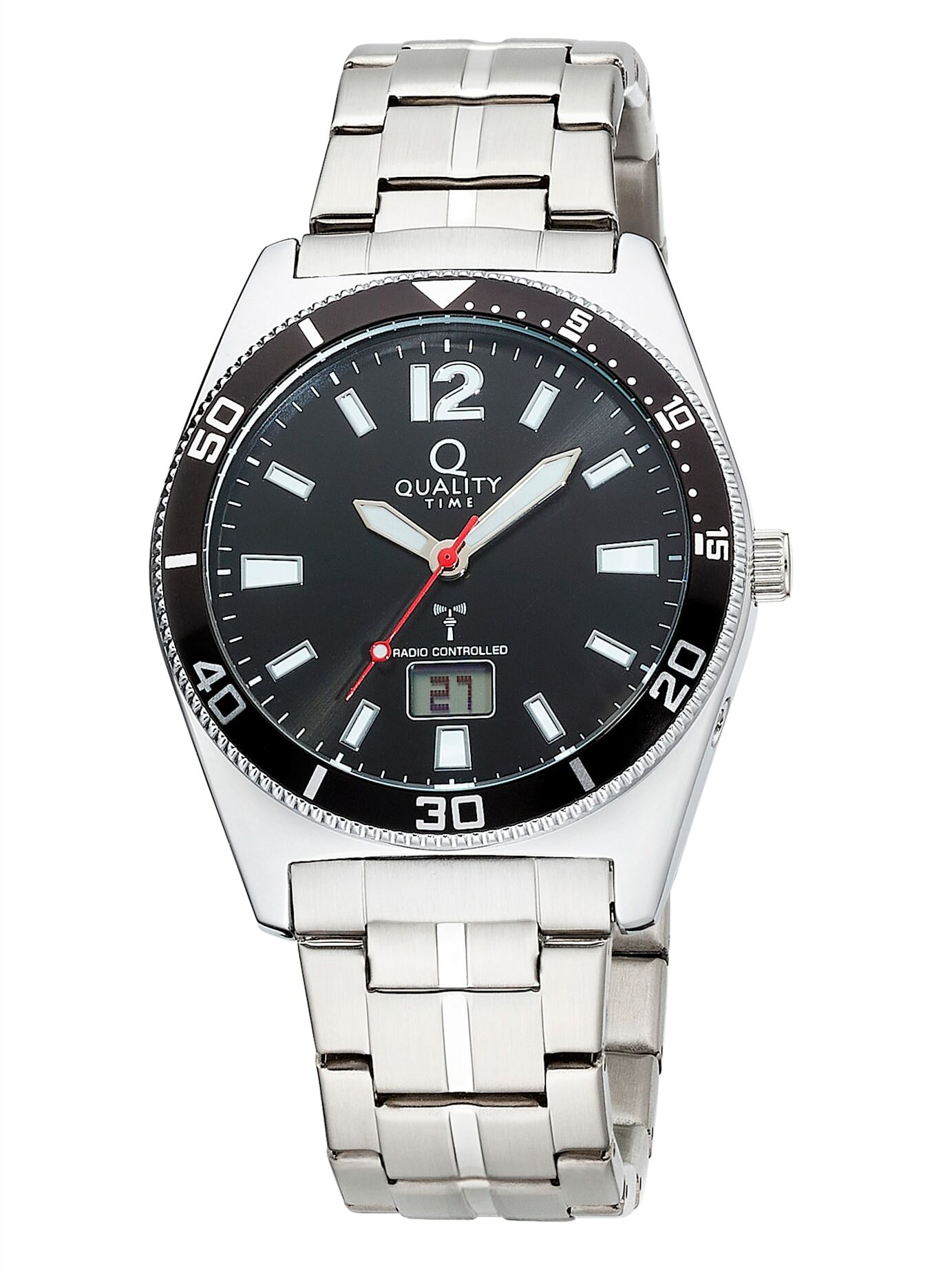 Funkuhr, schwarz, Armbanduhren, Herren, Funkuhr