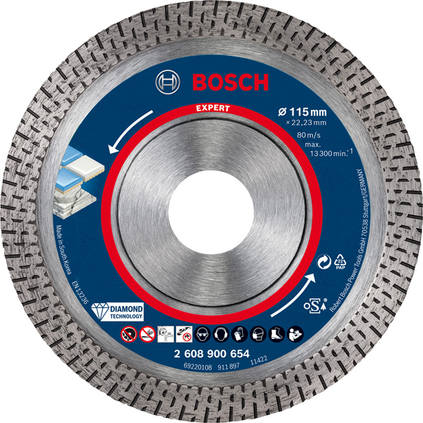 Bosch EXPERT HardCeramic Diamanttrennscheiben, 115 x 22,23 x 1,4 x 10 mm 2608900654