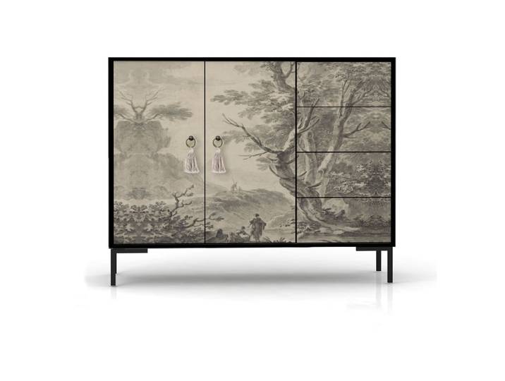 Buffet bas 2 portes 4 tiroirs MDF imprimé