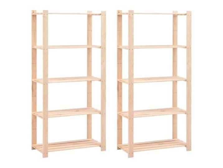 Möbelregal 5 Etagen Lagerregal 2 Stück 80x38x170cm Kiefer massiv 250kg