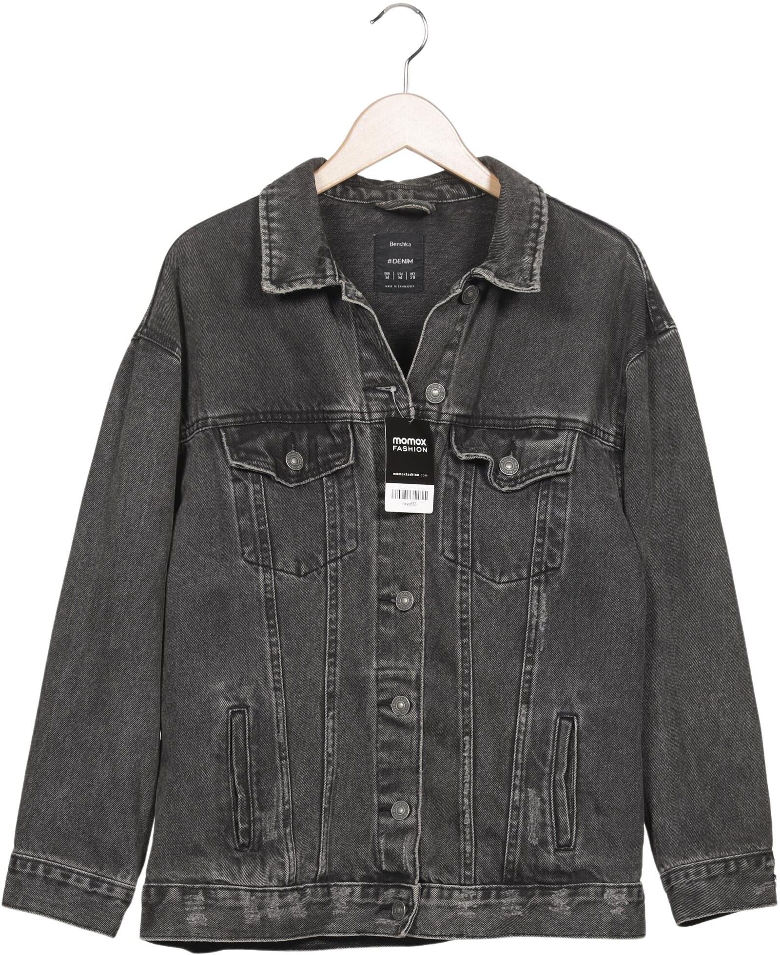 bershka Damen Jacke, Grau, Gr. M, Baumwolle - Second Hand