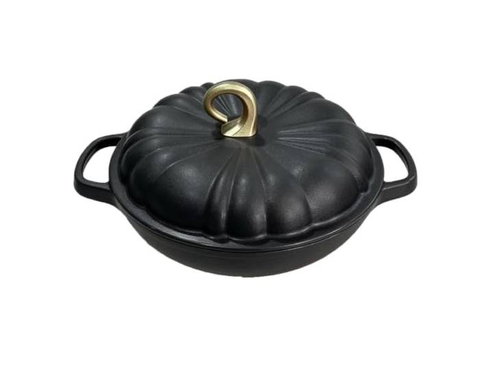Kürbisförmiger Kochtopf Mit Deckel – Dekorativer Dutch Oven Aus Gusseisen Für Küche Und Servieren Am Tisch – 28 Cm Großer Emailleschmortopf Für Familienrezepte