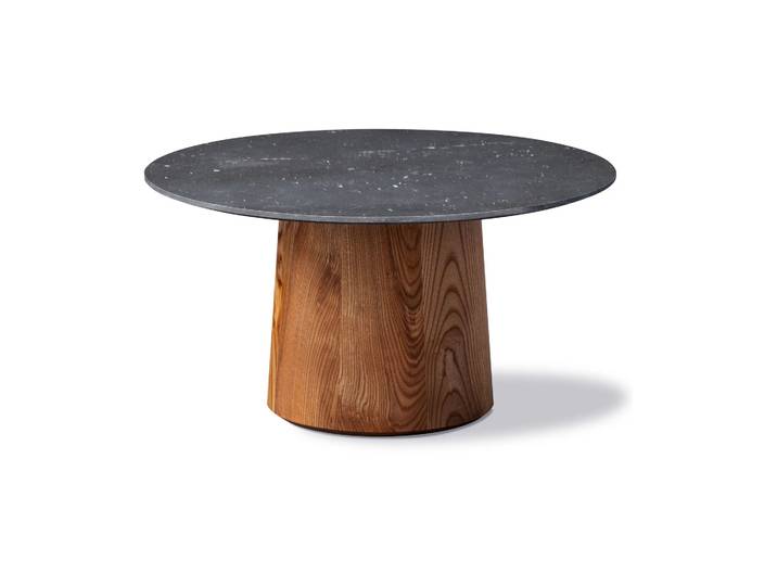 Fredericia Furniture Table basse Niveau Ø61cm Black Marquina-ash brown stained