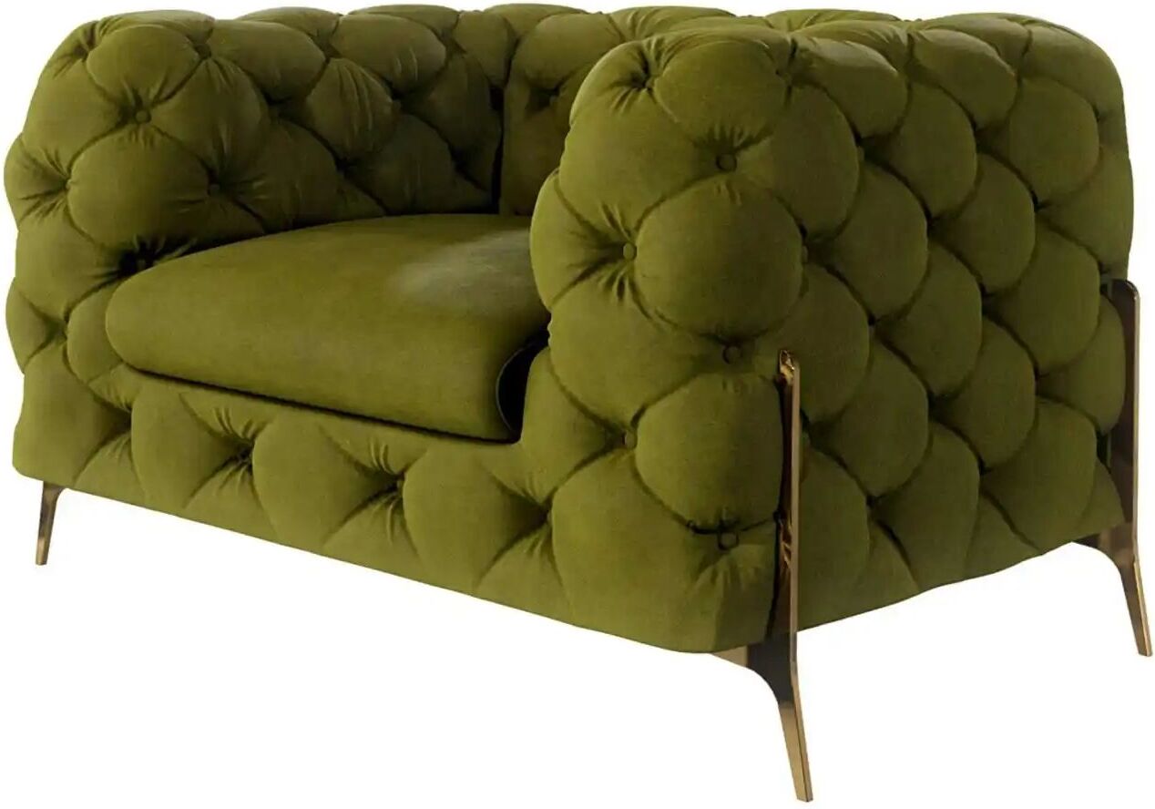 S-STYLE Chesterfield Sessel  Natalie ¦ grün ¦ Maße (cm): B: 125 H: 75