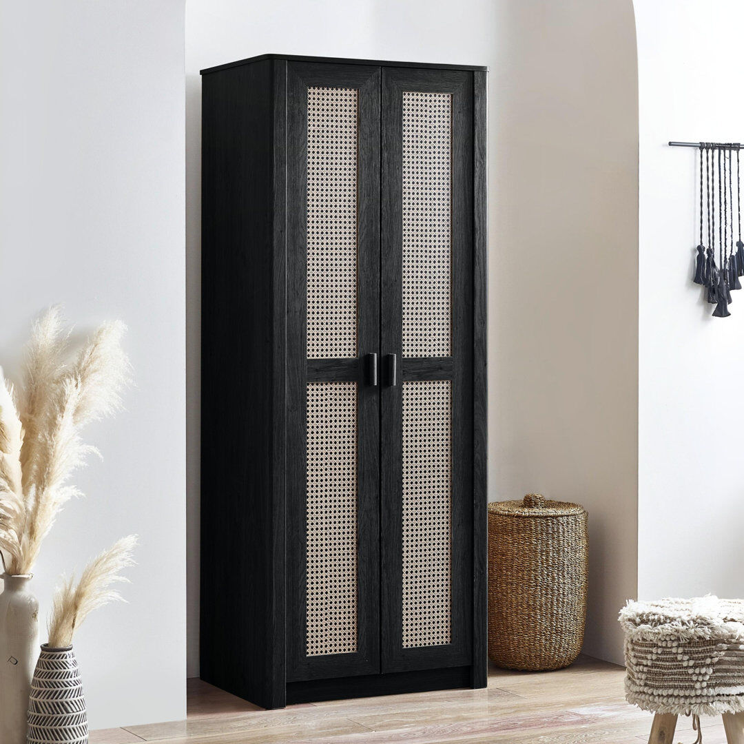 Bay Isle Home Albelo 2 Door Wardrobe Black 202cm H X 88cm W X 55cm D
