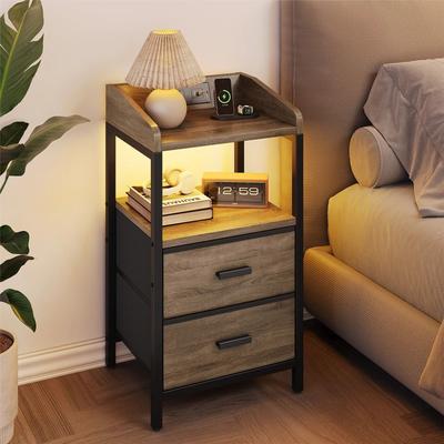 All Categories Goods Nightstand With Charging Station & USB Outlets For Bedroom With Fabric Drawers Nightstand With Charging Station & USB Outlets For Bedroom With Fabric Drawers