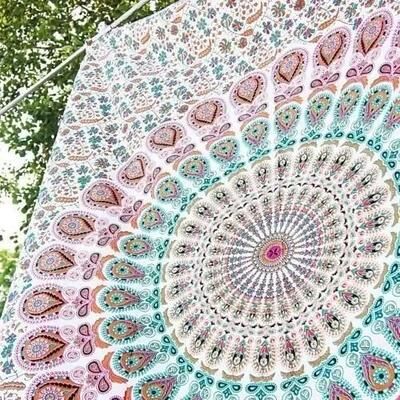 Uplifted Finds Hippie Mandala Bohemian Tapestry   Indian Psychedelic Wall Mural   Aesthetic Vintage Bedding & Meditation Art tn dz23112412439 280 X 180 Cm