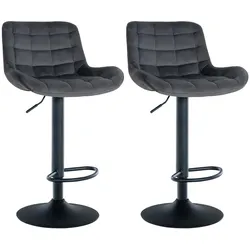CLP 2er Set Barhocker Tover Samt   Farbe: dunkelgrau, Material: Samt