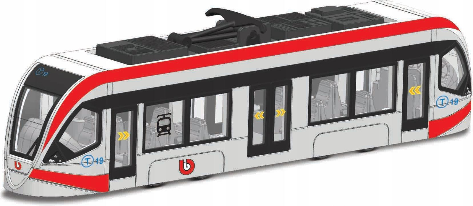 Bburago 18-32105 Street Fire City Tram Modeltrein, rood-wit, 19 cm