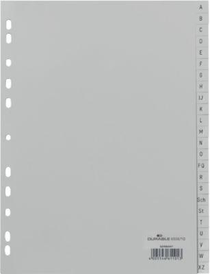 Durable Kunststoffregister, DIN A4 hoch, Buchstaben A-Z (24 Fächer), grau