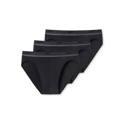 Slip UNCOVER BY SCHIESSER "Slip 3er Pack", Herren, Gr. M, schwarz, Obermaterial: 95% Baumwolle CO. 5% Elasthan EL., Unterhosen Slip