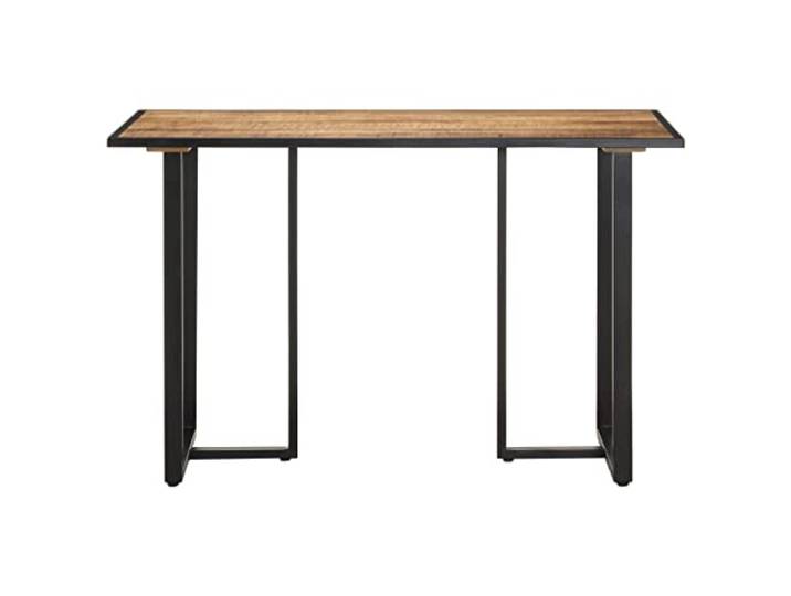 KGHERMDF Esstisch 120 cm Massives Mangoholz Industrieller Stil, Pulverbeschichtete Eisenbeine, Robust, Einzigartige Holzmaserung