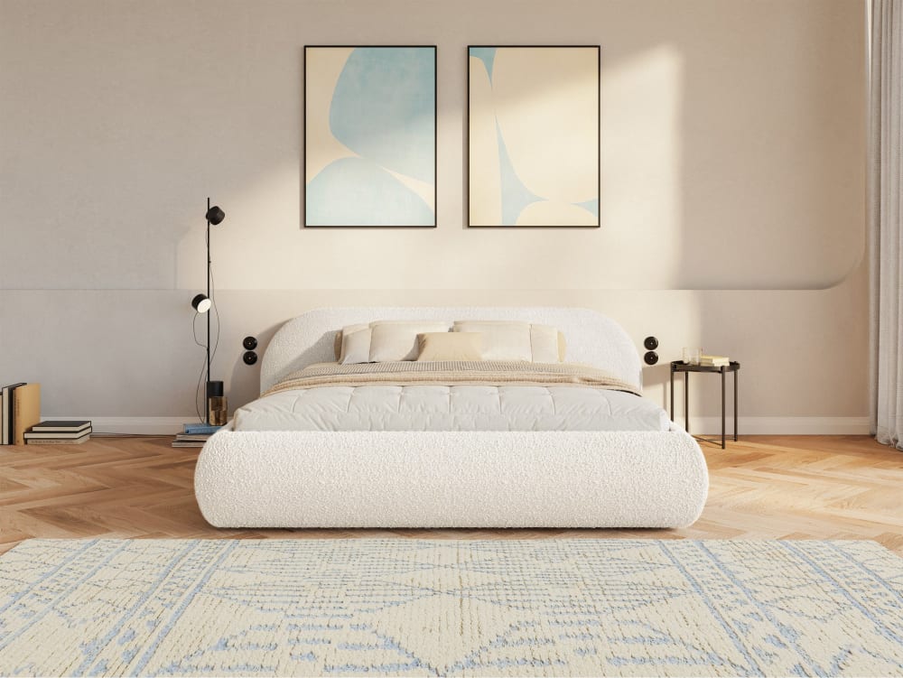 Selsey Lit rembourré 140x200, bouclé, crème Beige 234x75x182cm