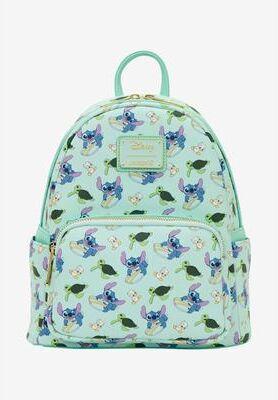 Women's Loungefly Disney Lilo and Stitch Animal Friends Mini Backpack All Over Print by Loungefly in Blue (Size ONE SIZE)