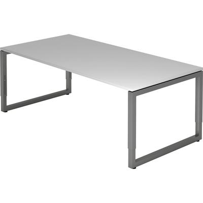 Hammerbacher Schreibtisch O-Fuß eckig 200x100cm Grau/Graphit