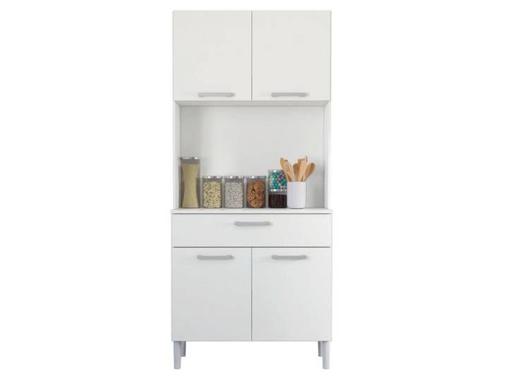 Buffet de Cuisine - KITS PARANA - 4 Portes 1 Tiroir - Blanc - Largeur 80 cm - Hauteur 180 cm