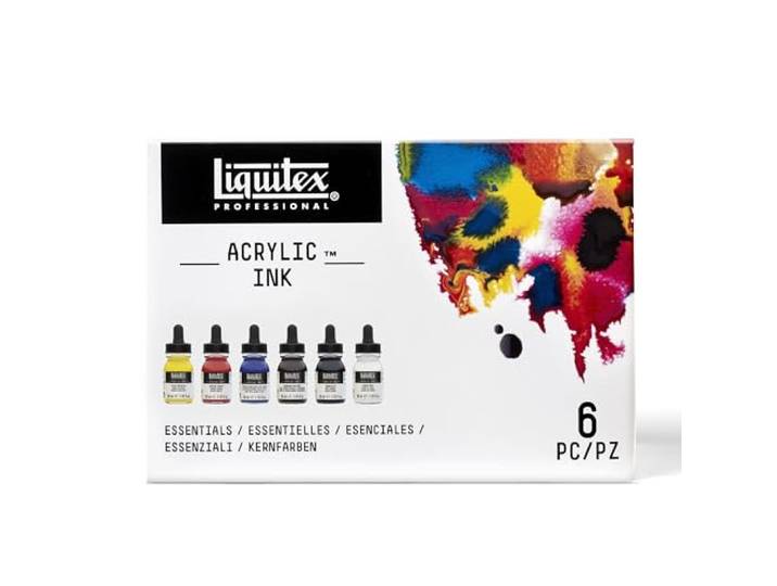 Liquitex 3699314 vloeibare professionele acrylverf - inkt, hoog gepigmenteerde airbrush techniekset, 6 kleuren a 30ml - Set 6x30ml, Essential