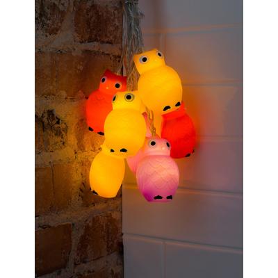 KONSTSMIDE LED-Lichterkette "Weihnachtsdeko", bunt, Dioden 8 Stk. Flammen 8 Stk., Gesamtlänge 8,5m, Lichterketten, LED Dekolichterkette, bunte Eulen, 16 warm weiße Dioden
