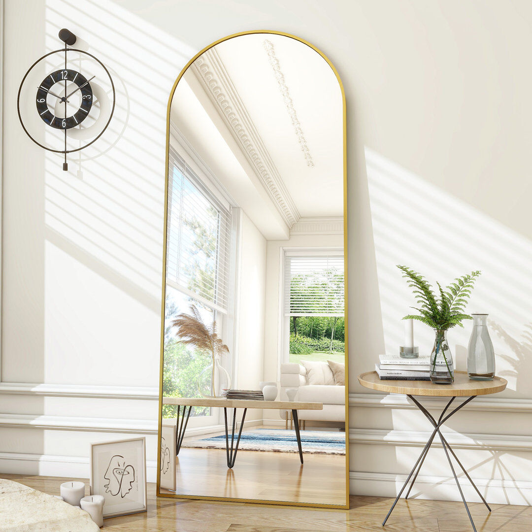 GLSLAND Leaning and Freestanding Full Length Mirror Gold 165.1cm H x 61cm W