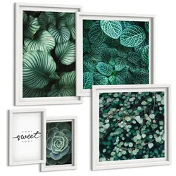 BILDER SET 5er Set - 50x50 cm & 20x30 cm & 40x60 cm Weißer Rahmen - Wellen, Sand, Wasser, Steine, Strand