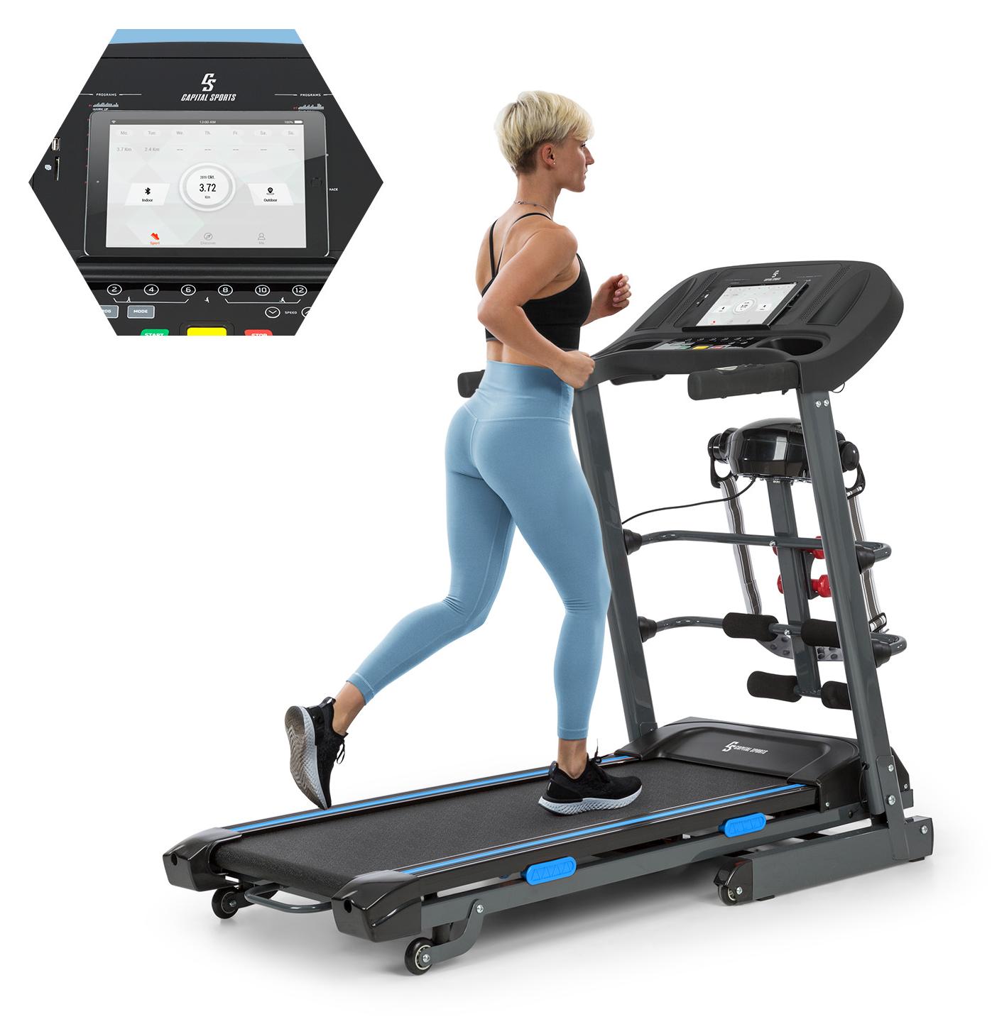 Capital Sports Pacemaker F120 Laufband für Zuhause Klappbar Elektrisch Treadmill Laufbahn Walking Pad, max. 12 km/h, LowNoise-FX Drive Motor, mit oder ohne Massage-Station