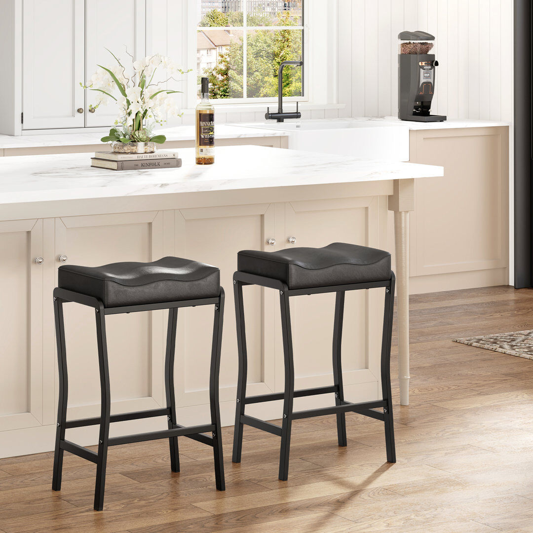 17 Stories Counter Stool with Metal Frame Black 2