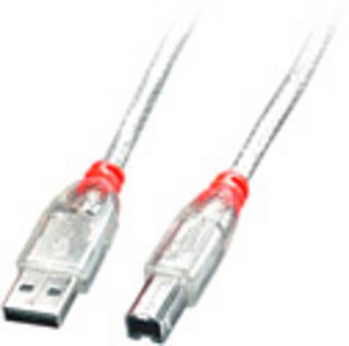 LINDY USB-Kabel USB 2.0 USB-A Stecker, USB-B Stecker 3.00 m Transparent 41754