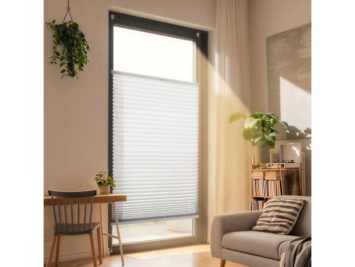 Plissee für Balkontür ohne Bohren 80x210cm lichtdurchlässig,