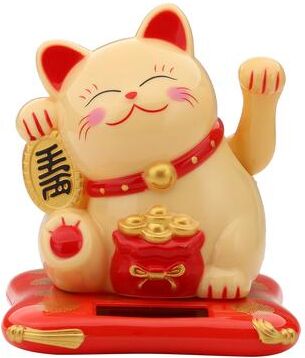 Lush Living Finds Cute Solar Powered Cat Statue, Windshield Decor For Home Office yellow