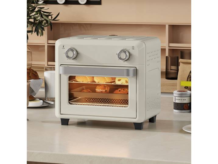 HOMCOM 10L Friteuse sans huile mini four à air chaud 1 000 W avec température réglable 80°C-230°C, minuterie, 32x27,2x29,8cm