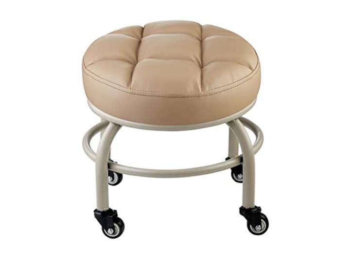 JFGCTYHXY Hocker mit Rollen, mit Lagerrad, tragender Ottomane 670 Pfund, Rollsitz(Beige)