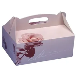 PAPSTAR 15 Gebäck-Kartons, Pappe eckig 26 cm x 22 cm x 9 cm rosé mit Tragegriff
