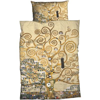 Bettwäsche GOEBEL "Lebensbaum", beige, B/L: 155cm x 220cm, 1 Stk., 1 Stk., Satin, B/L: 80cm x 80cm, 2 Stk., Satin, Obermaterial: 100% Baumwolle, Bettwäsche, Bettwäsche, edles, elegantes Design